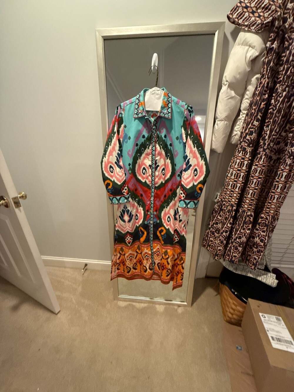 Maude Vivante Shirt Dress Size S Multicolor Ikat Long Sleeve - Picture 1 of 6